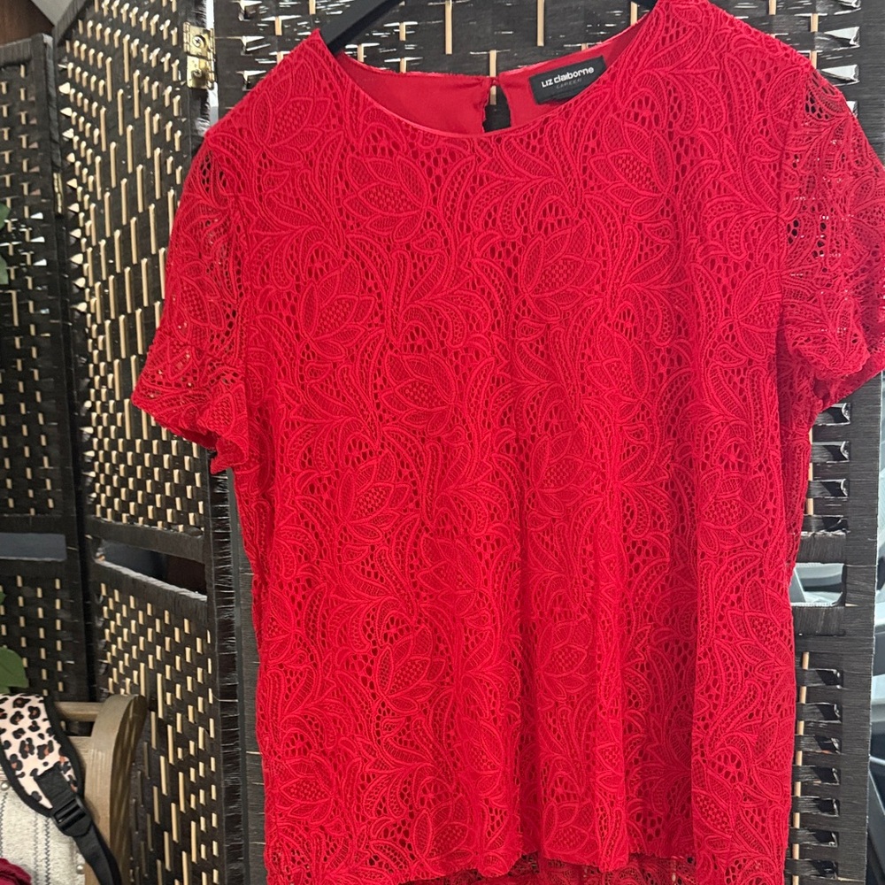 Liz Claiborne Red Lace Blouse